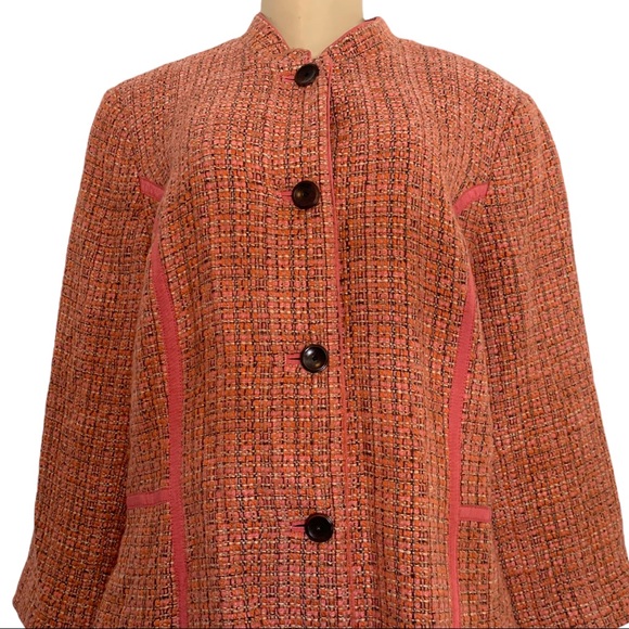 Sigurd Olsen Wool Blend Plaid Button Front Blazer Suit Jacket Size 12 - Picture 3 of 4